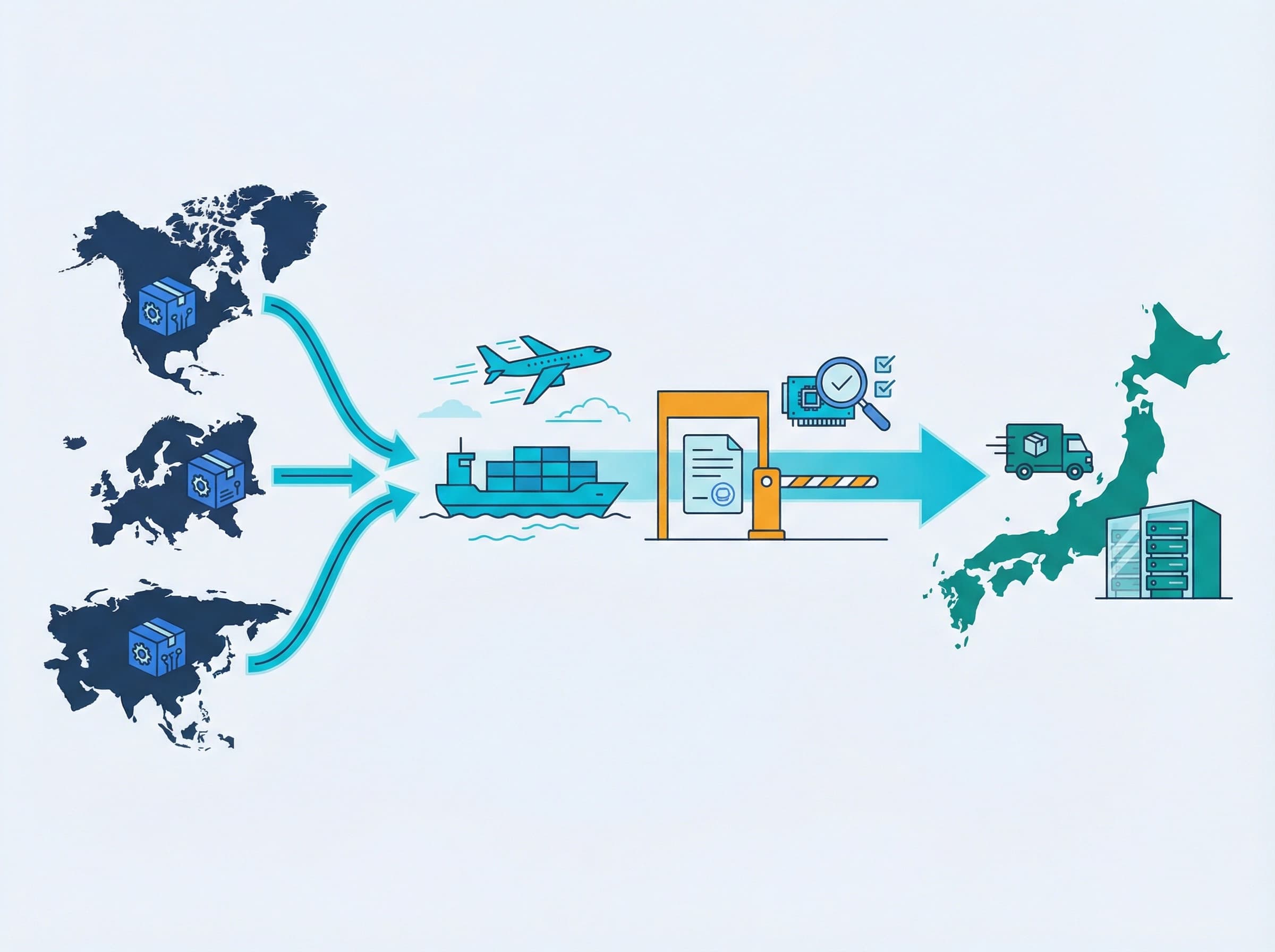 世界から調達、日本へ納品